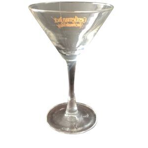 Pre Owned Gentleman Jack Daniels Martini Glass Gold Print Sip in Style HTF Rare